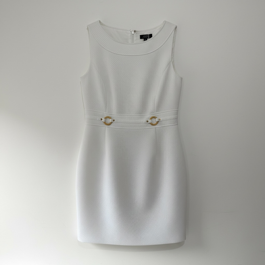 Preloved White Tahari Dress, Size 8