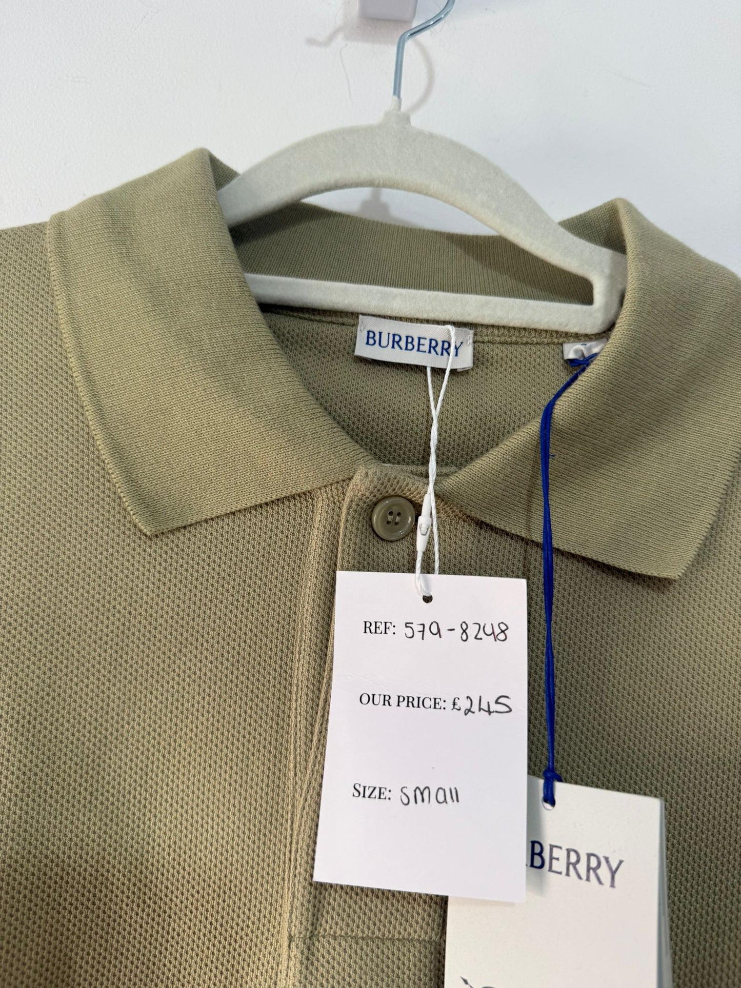 Preloved, Beige Burberry Men’s Polo Top, Small Very Oversized