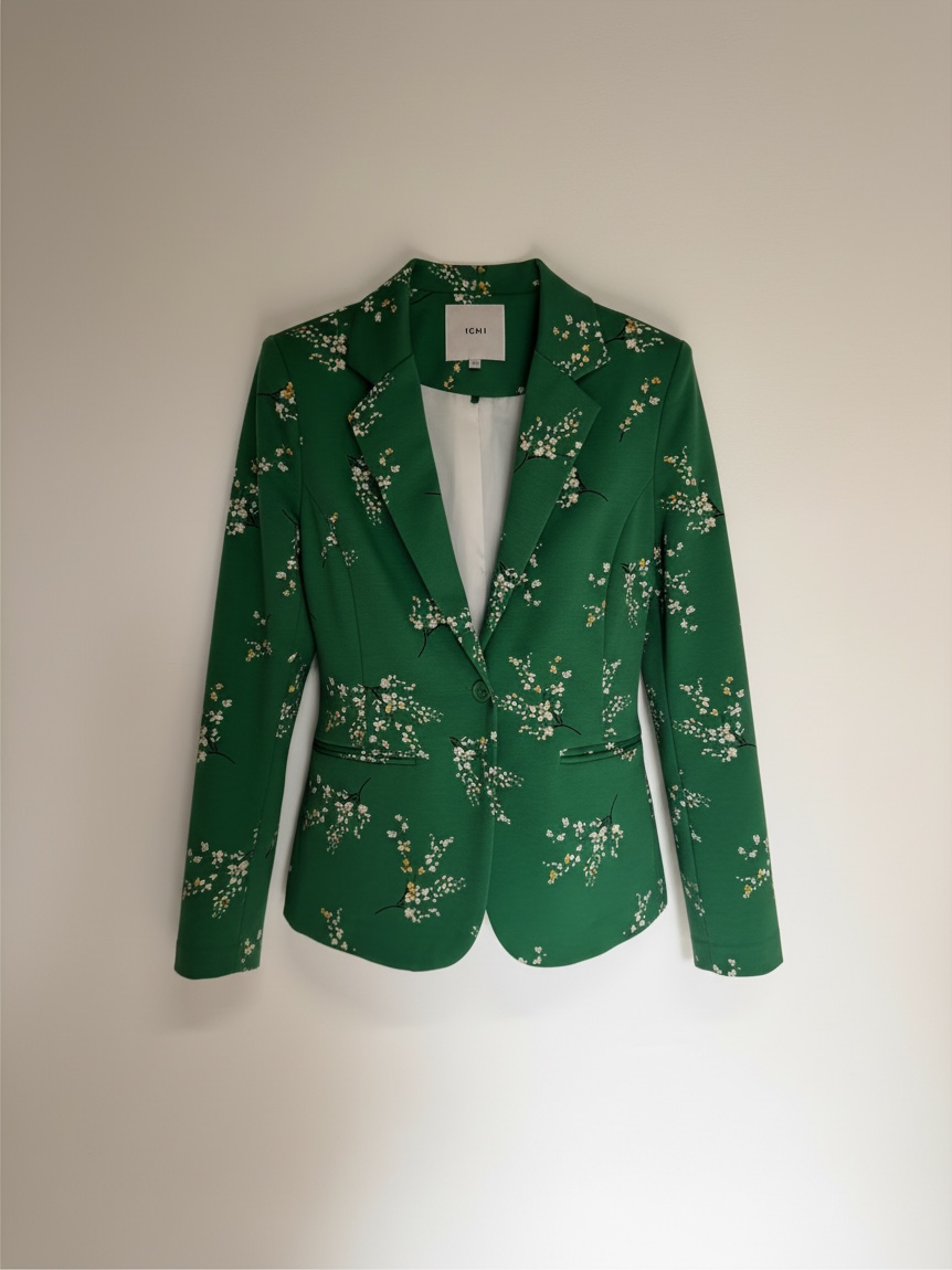 Preloved Ichi Blazer, Size Medium Green Floral