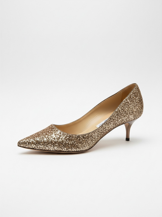 Preloved Jimmy Choo Heels Size 7 Gold Sequin