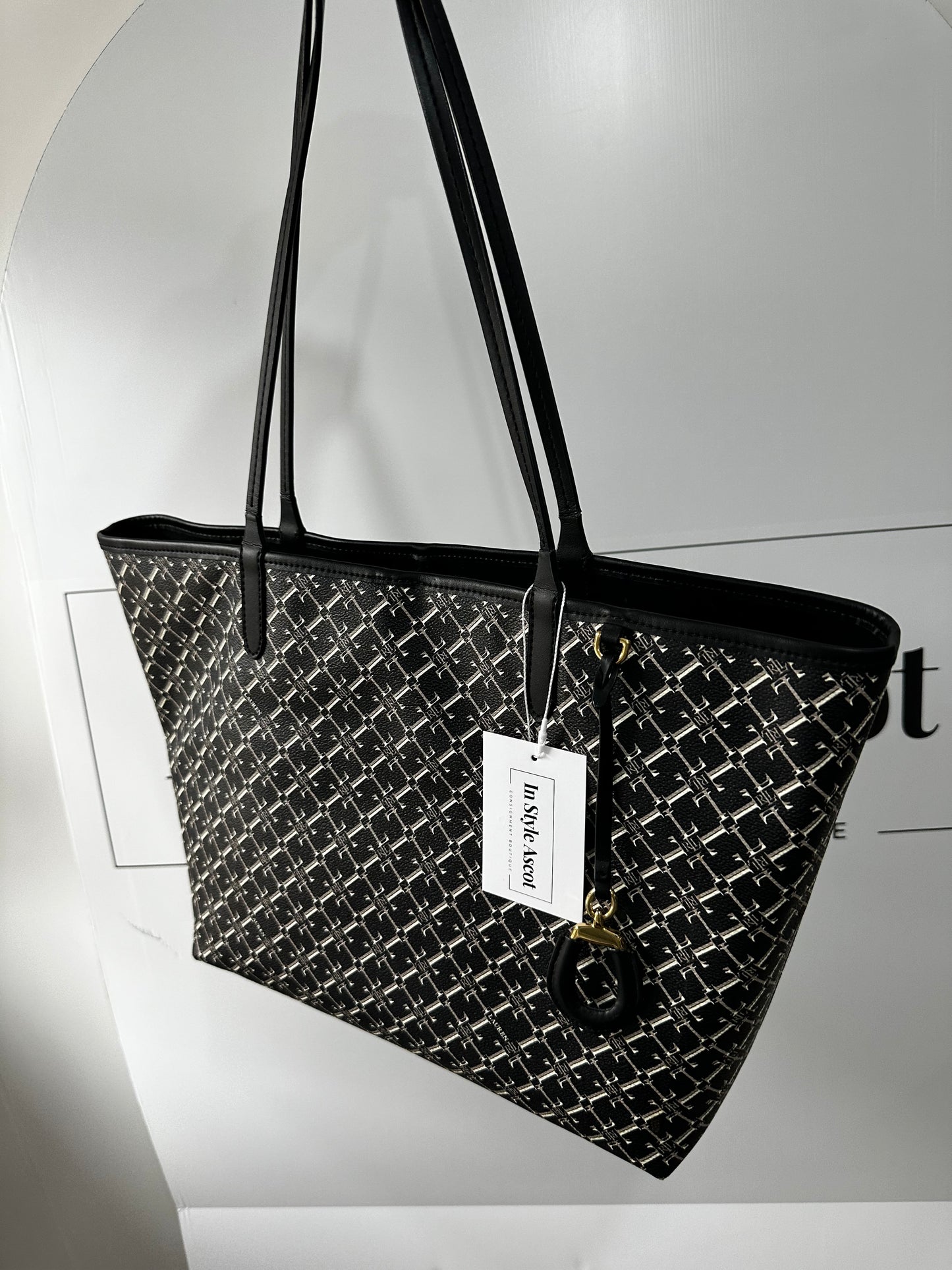 Monogram, Black Ralph Lauren Tote Bag