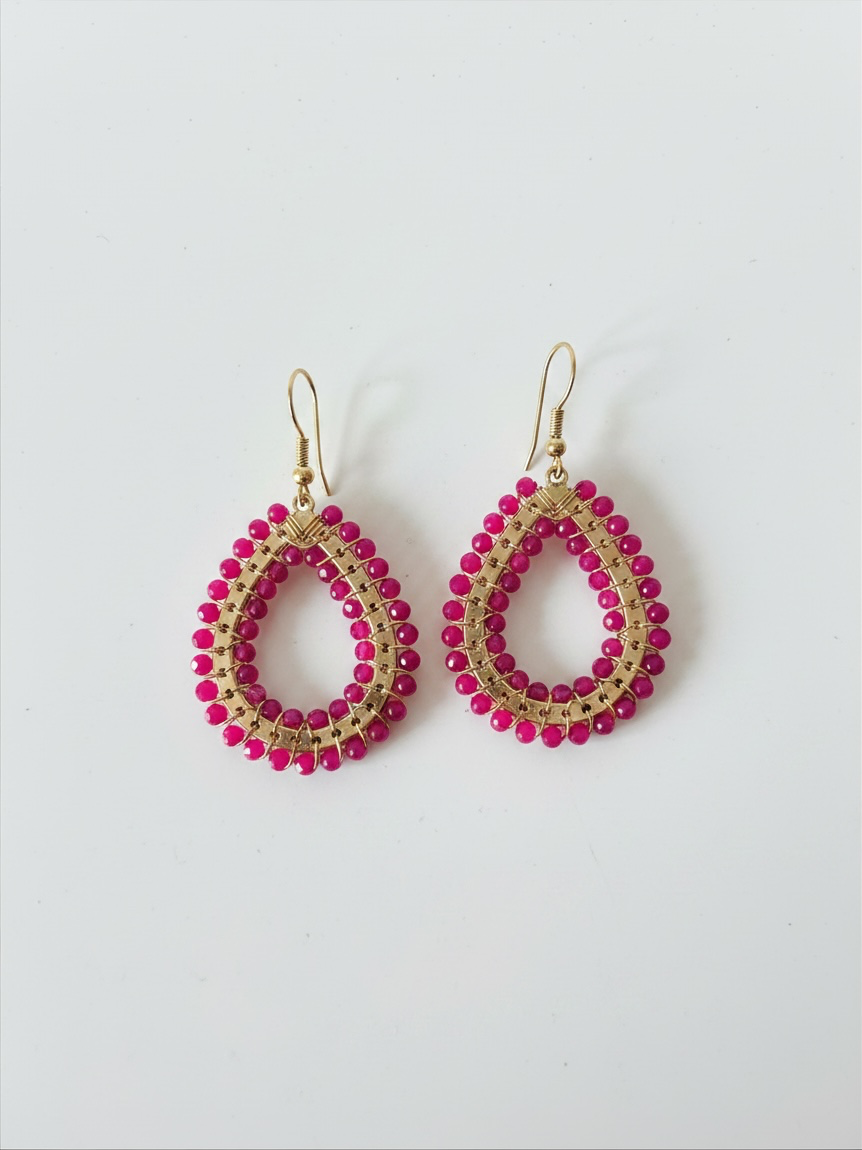 Preloved BRAND NEW Charlotte Knapman Earrings Teardrop Dark Pink