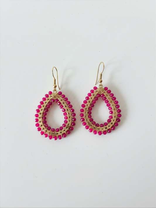 Preloved BRAND NEW Charlotte Knapman Earrings Teardrop Dark Pink