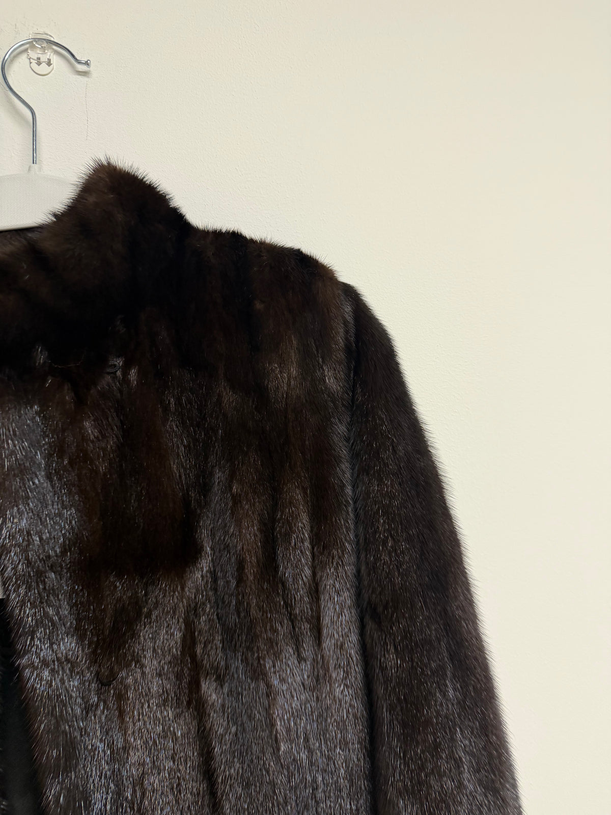 Preloved Vintage Mink Fur Coat Size 8-12 Deep Chocolate Brown