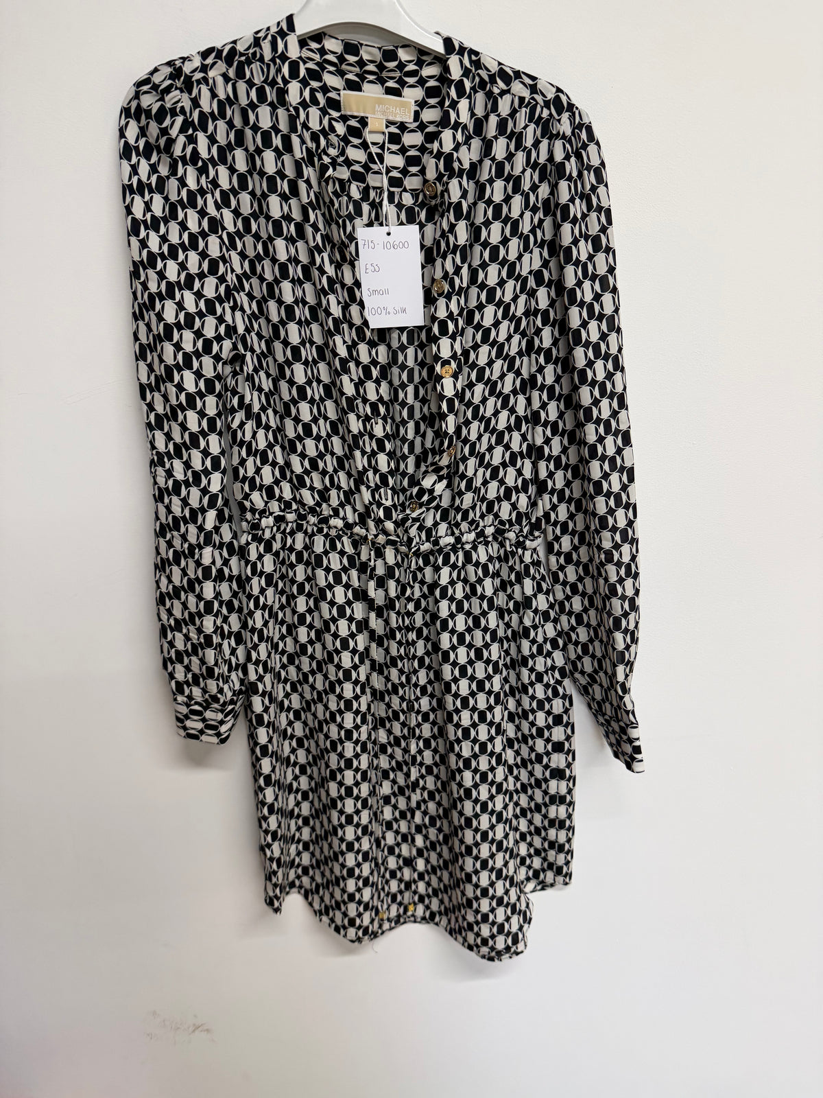 Preloved Michael Kors Dress Size UK 8 Black and White Stripe and Harlequin