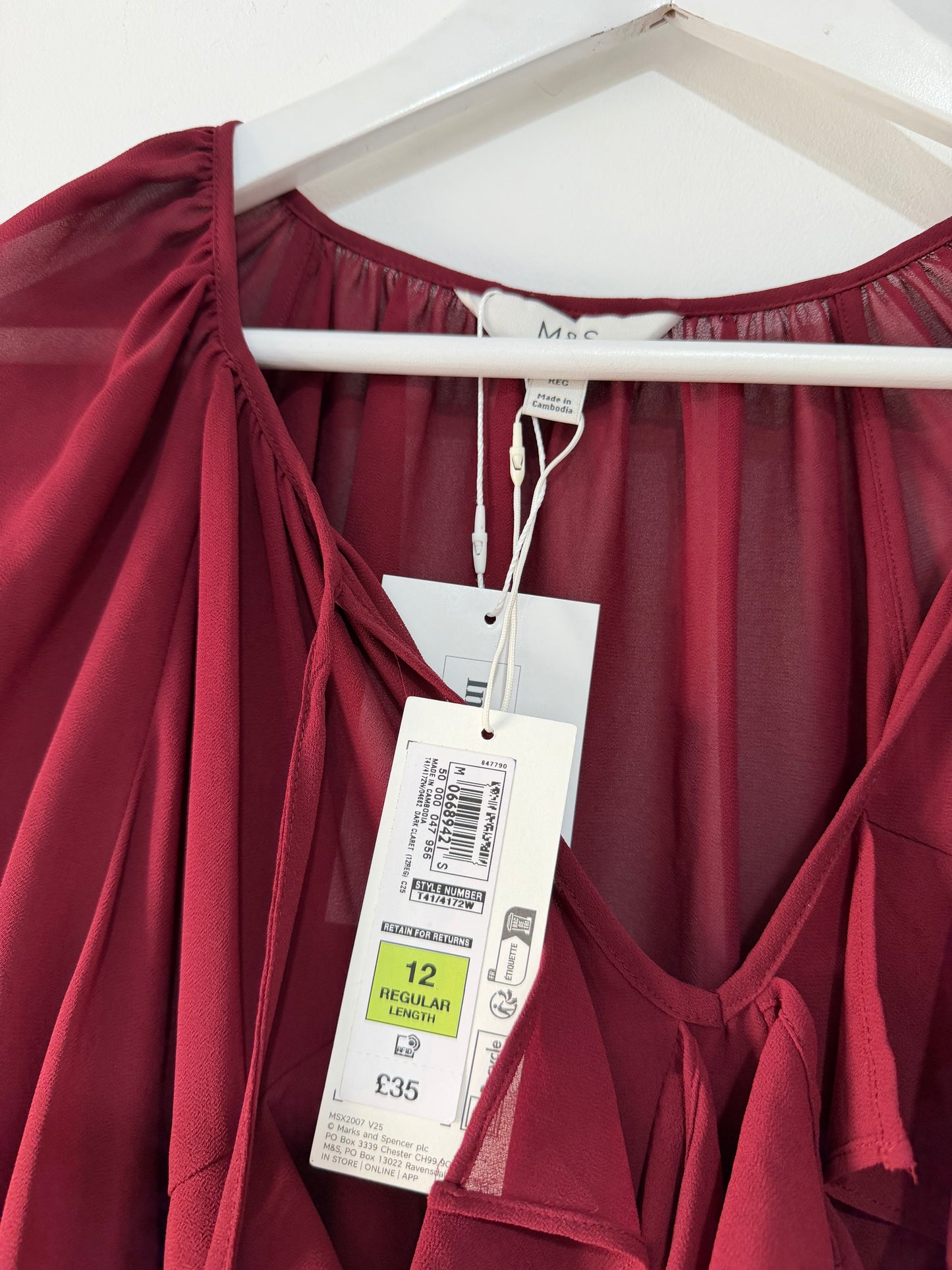 Preloved Burgundy M&S Blouse, 12