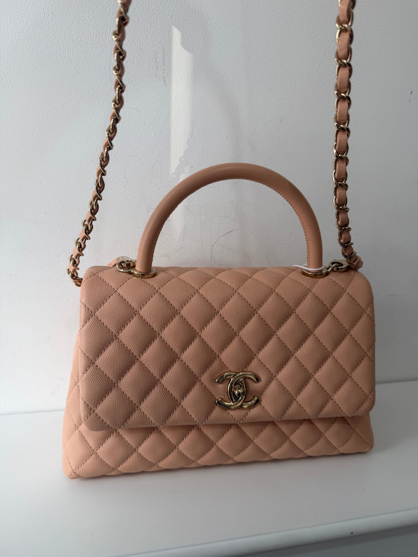 Preloved Chanel Coco Top Handle Flap Handbag Small