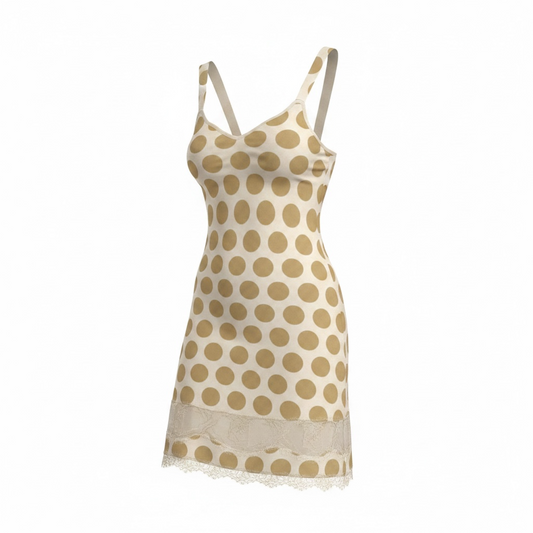 Preloved Silk Cream Poleci Summer Dress, Size 10