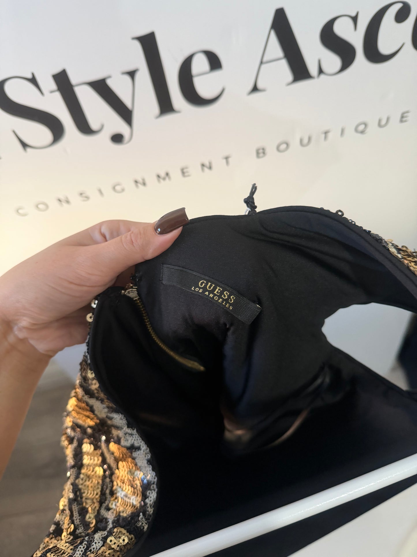 Sequin bronze pattern Guess Dress, Medium