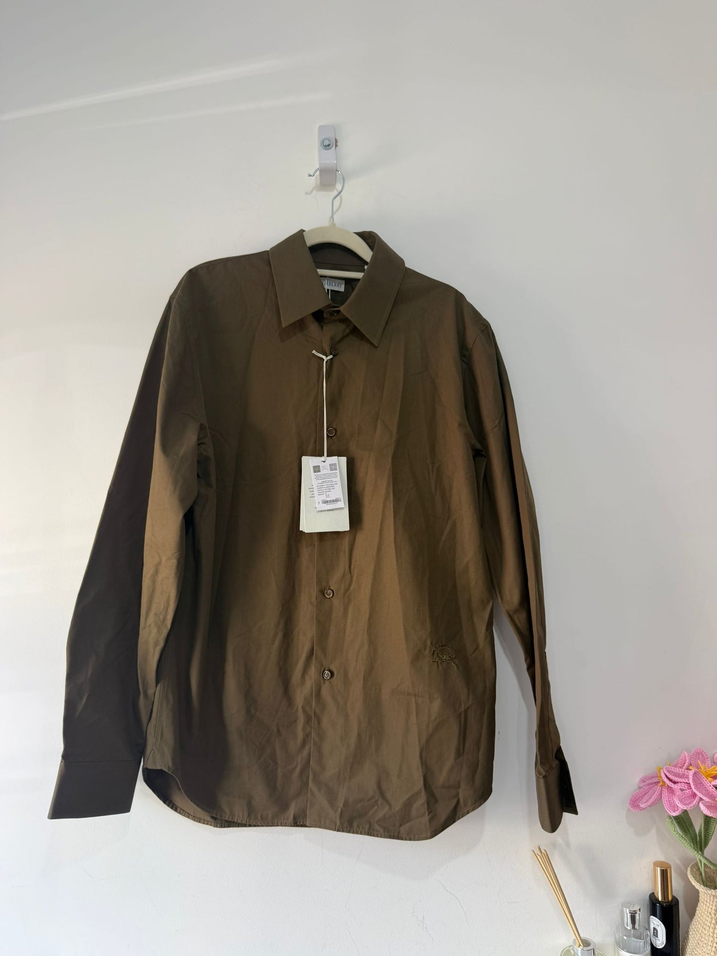 Preloved, Khaki Burberry Men’s Shirt, Small