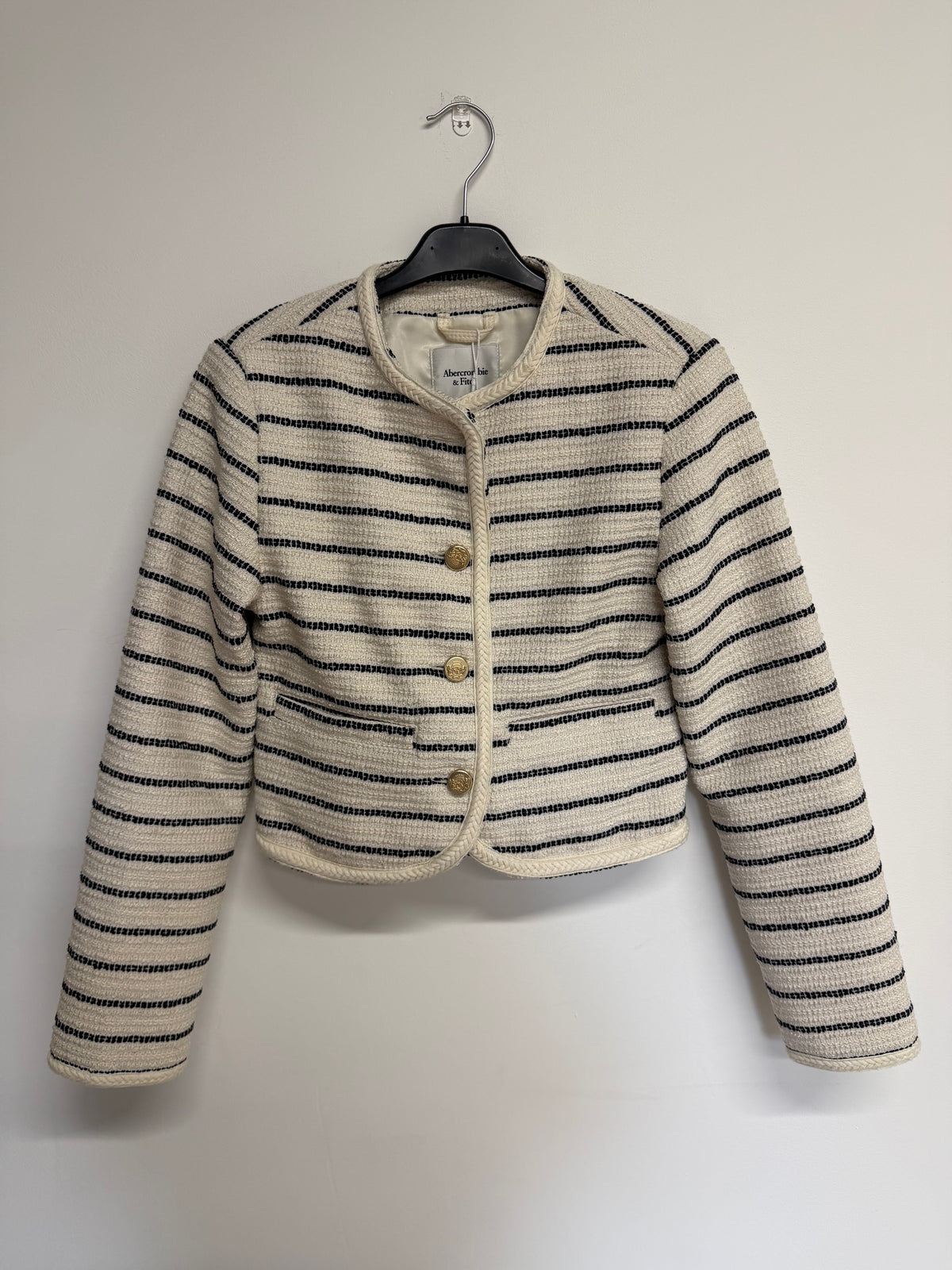Preloved Abercrombie Blazer XXS White and Navy Stripe