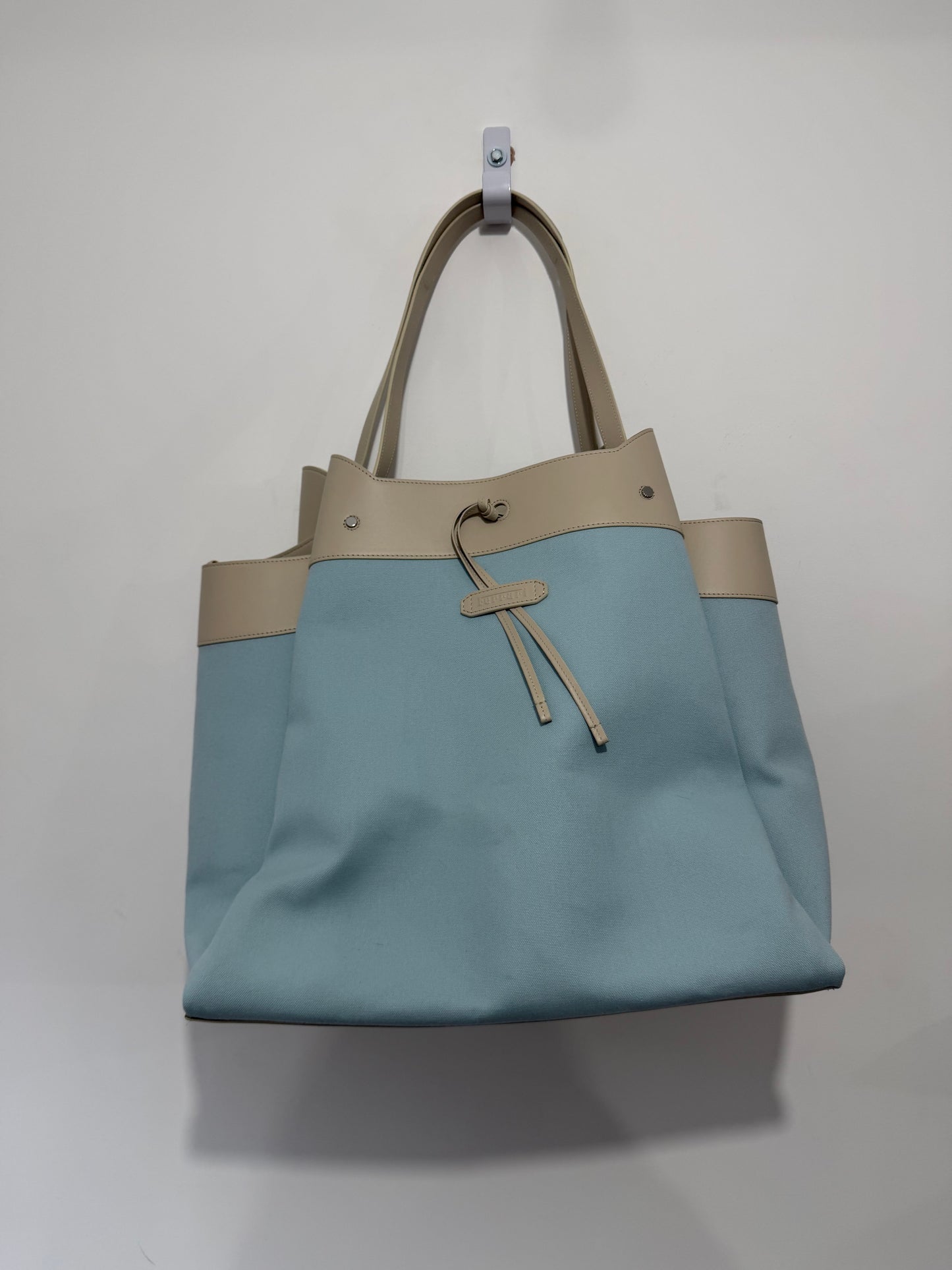 Pre-owned but New, Blue and Stone Leather Ferrari X Charles Leclerc Travel Tote, Large, BRAND NEW