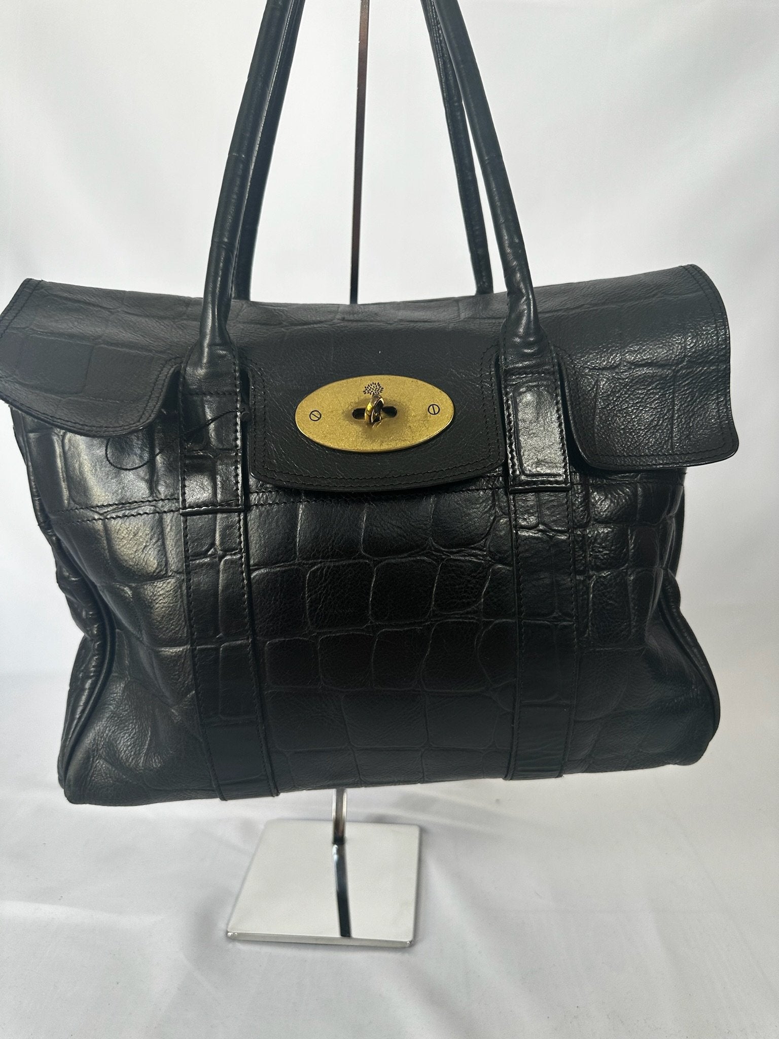 Mulberry Black Croc Bayswater Bag