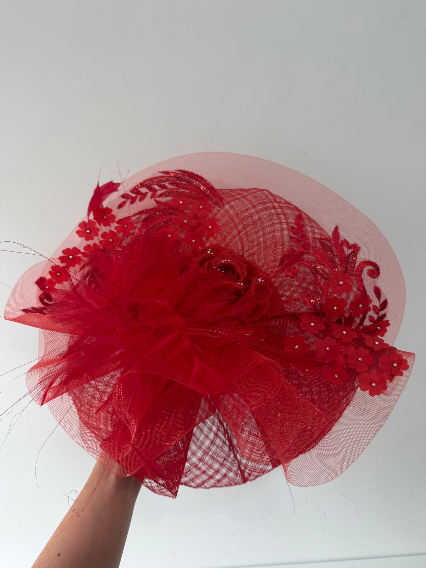 Preloved, Red Nataliya Couture Fascinator/Hat, Ascot