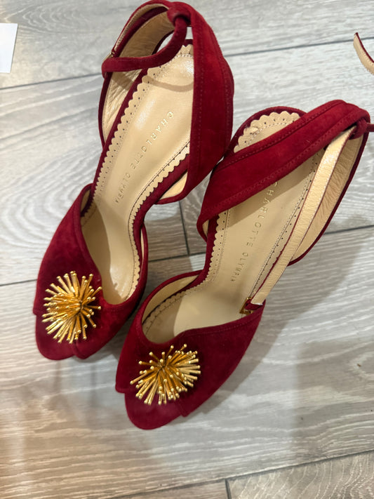 Burgundy Charlotte Olympia Platform Heels, Size 41