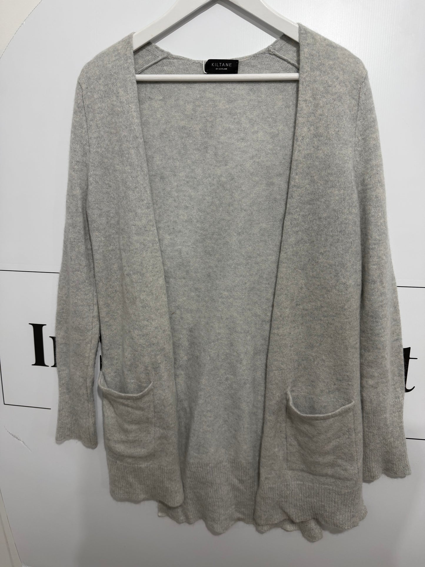 Grey 100% Cashmere Kiltane Cardigan, Size S