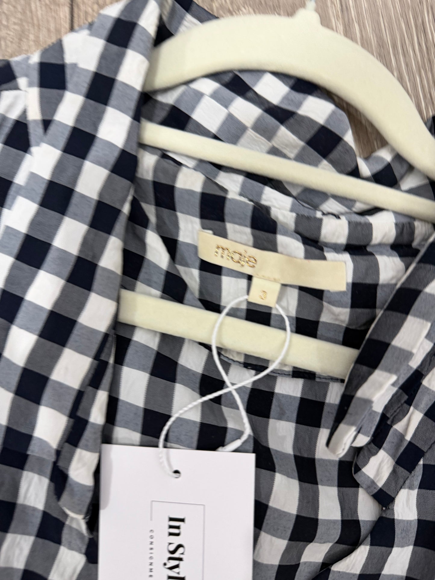 Pre-owned Black and White gingham Maje Dress, Size 12