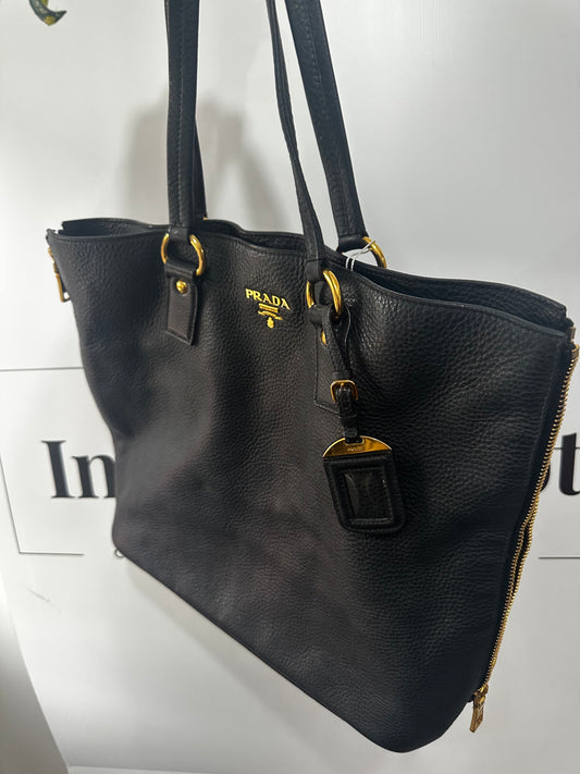 Black with Gold Hardware Prada Tote Bag, Large