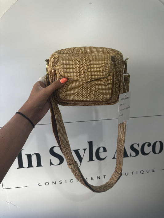 Beige Claris Virot Crossbody Raffia Bag