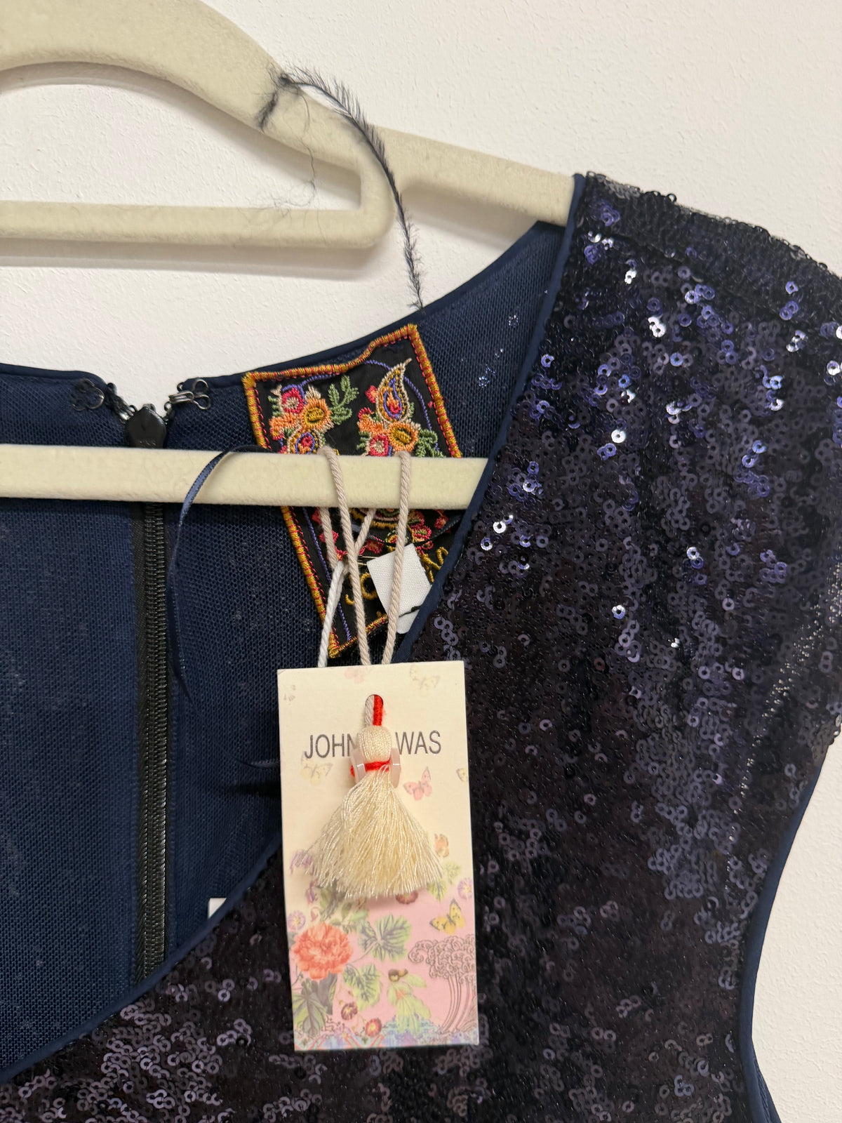 Preloved Johnny Was Dress Size 12 Navy Sequin