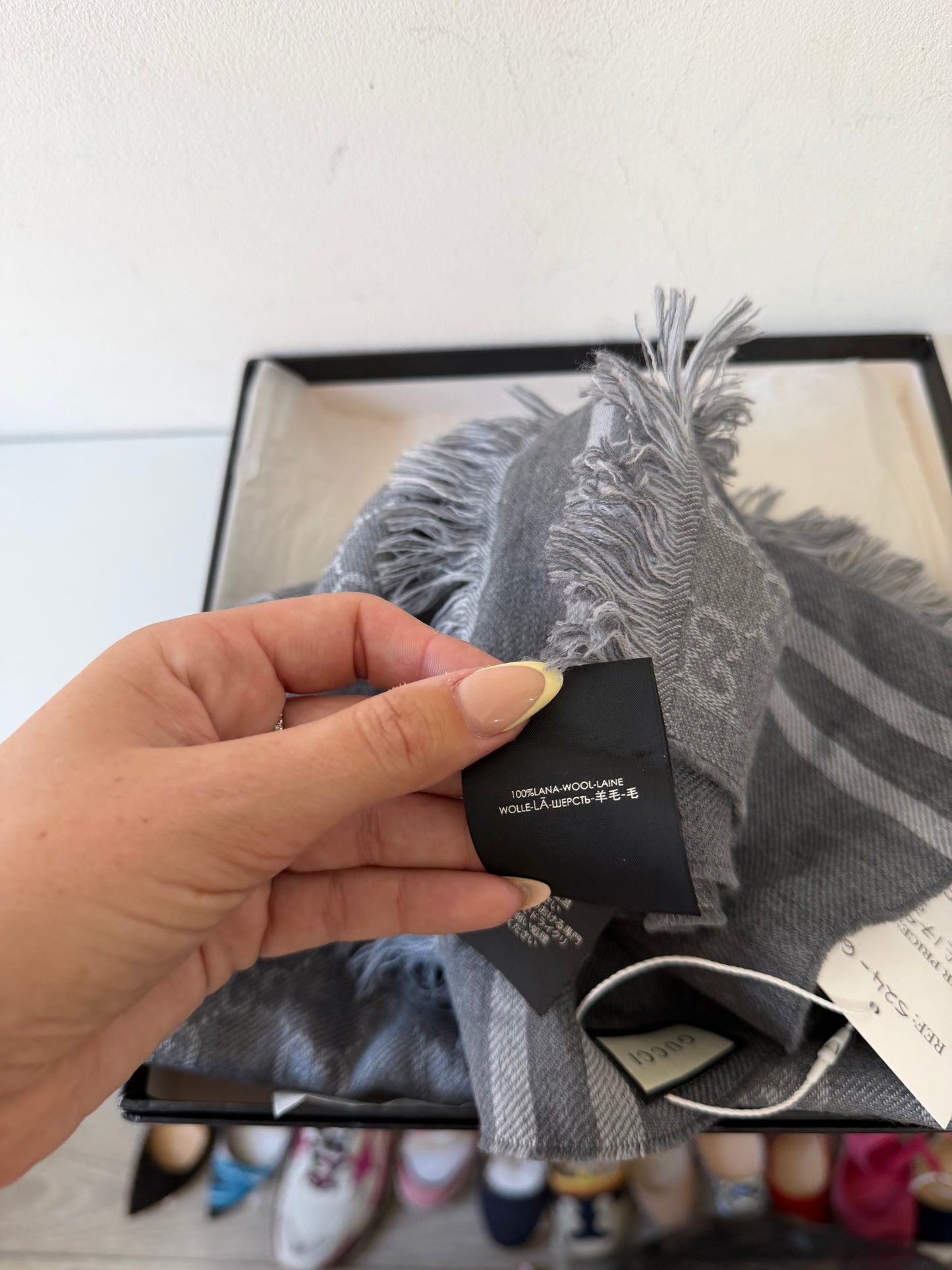 Grey Gucci Scarf, Boxed