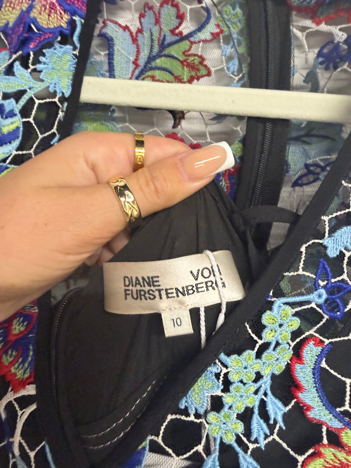 Preloved DVF Dress Size 14 Blue Lace