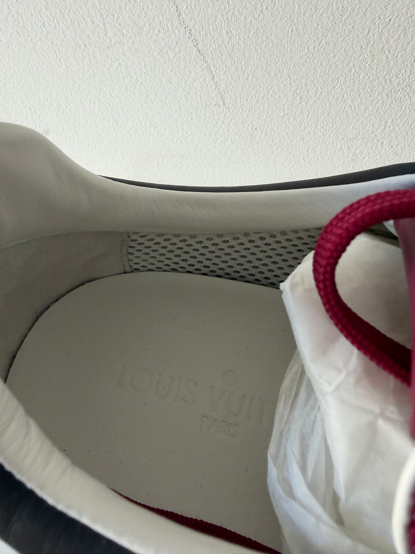 Pre-owned, NEW, Navy and Burgundy Louis Vuitton Sneakers Trainers, Size 6