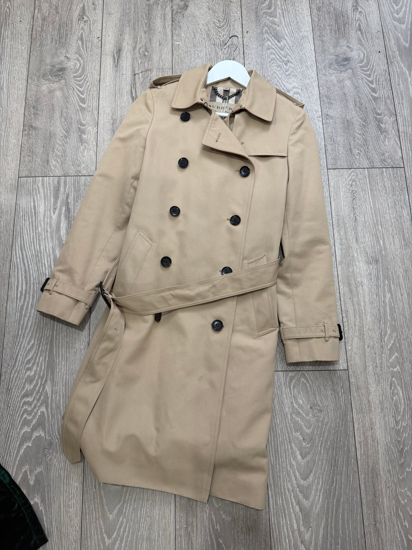 Beige Burberry Trench Coat, Size 10
