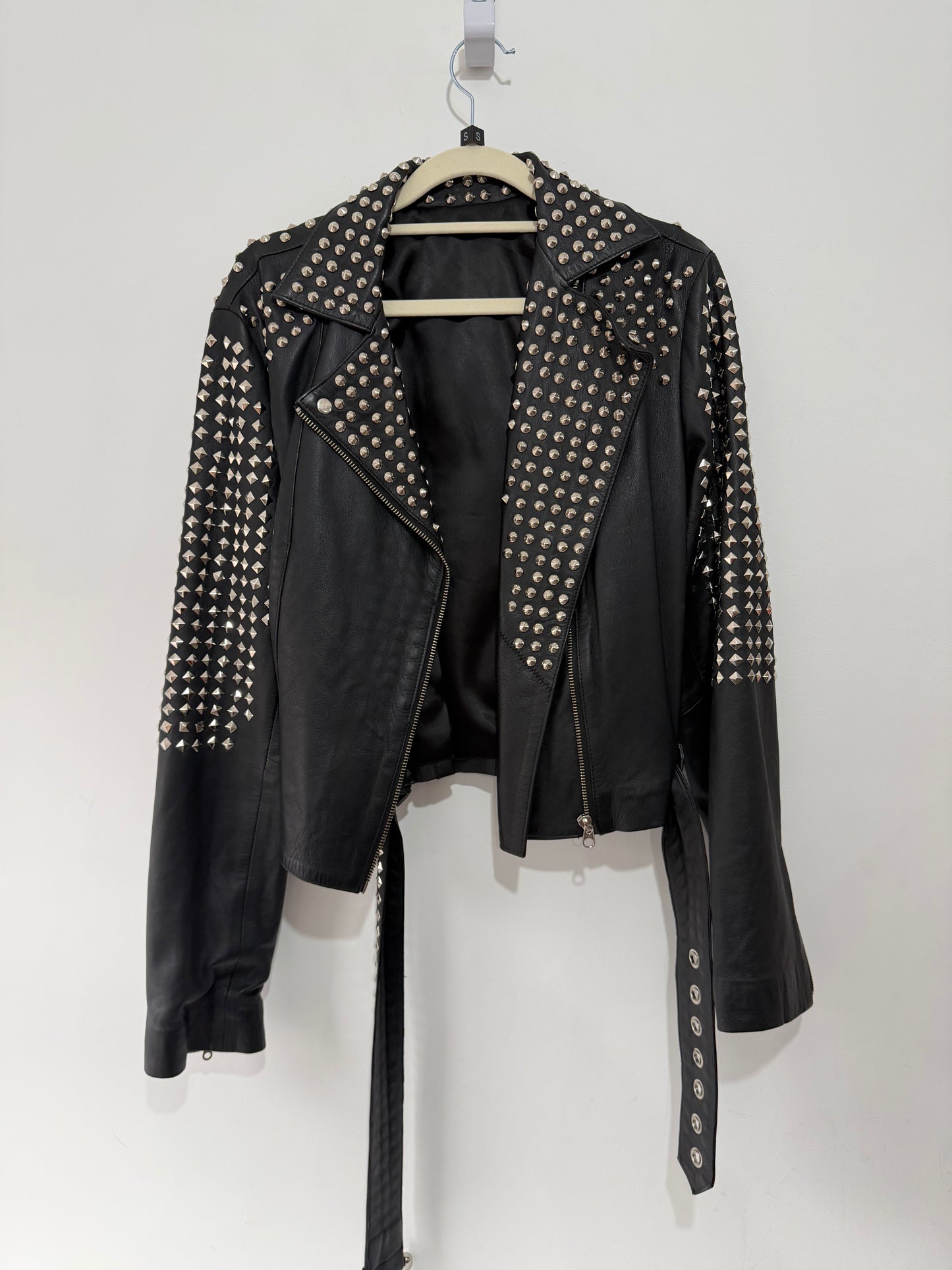 Pre-owned, Leather Studded Hebz Leather Jacket, Size S