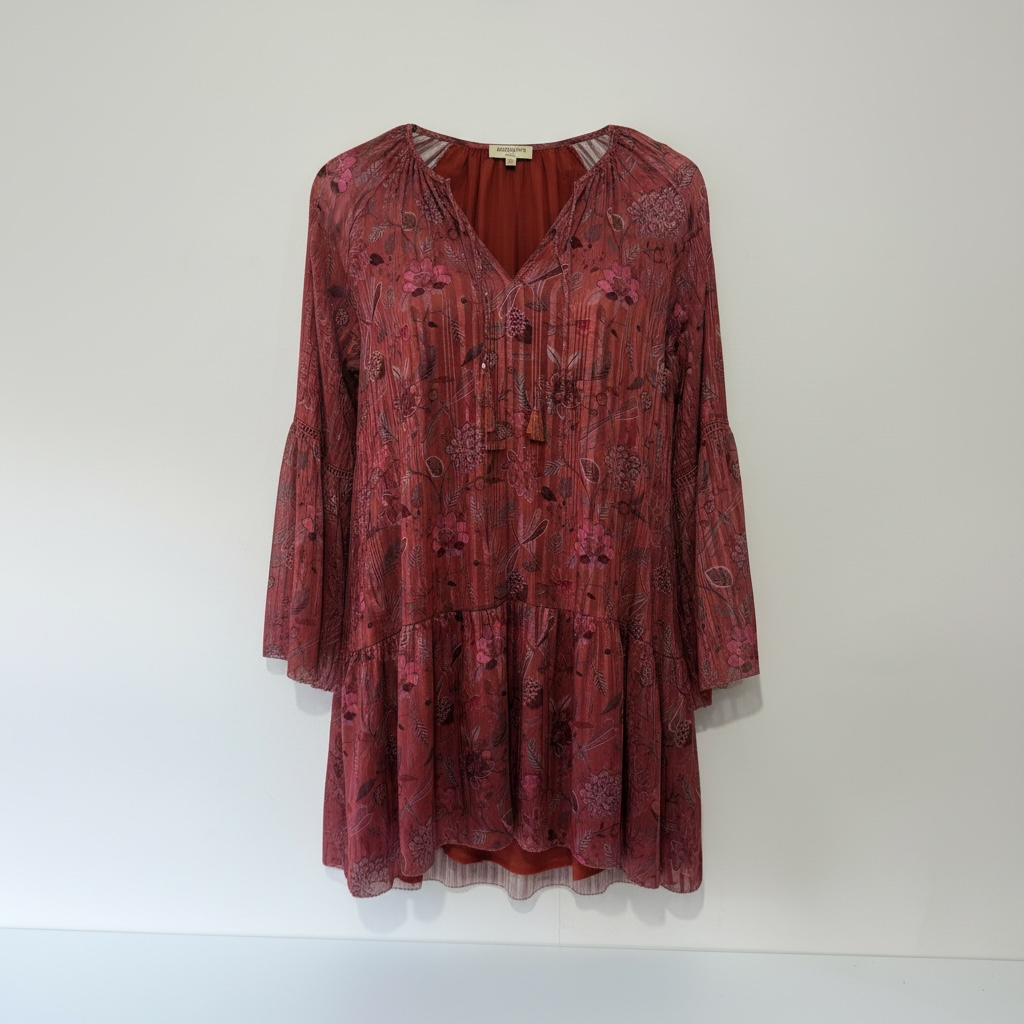 Pre Owned Red Floral Amenapih Dress, Medium