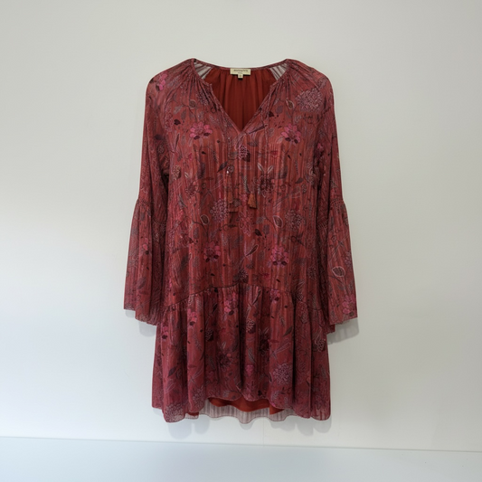 Pre Owned Red Floral Amenapih Dress, Medium