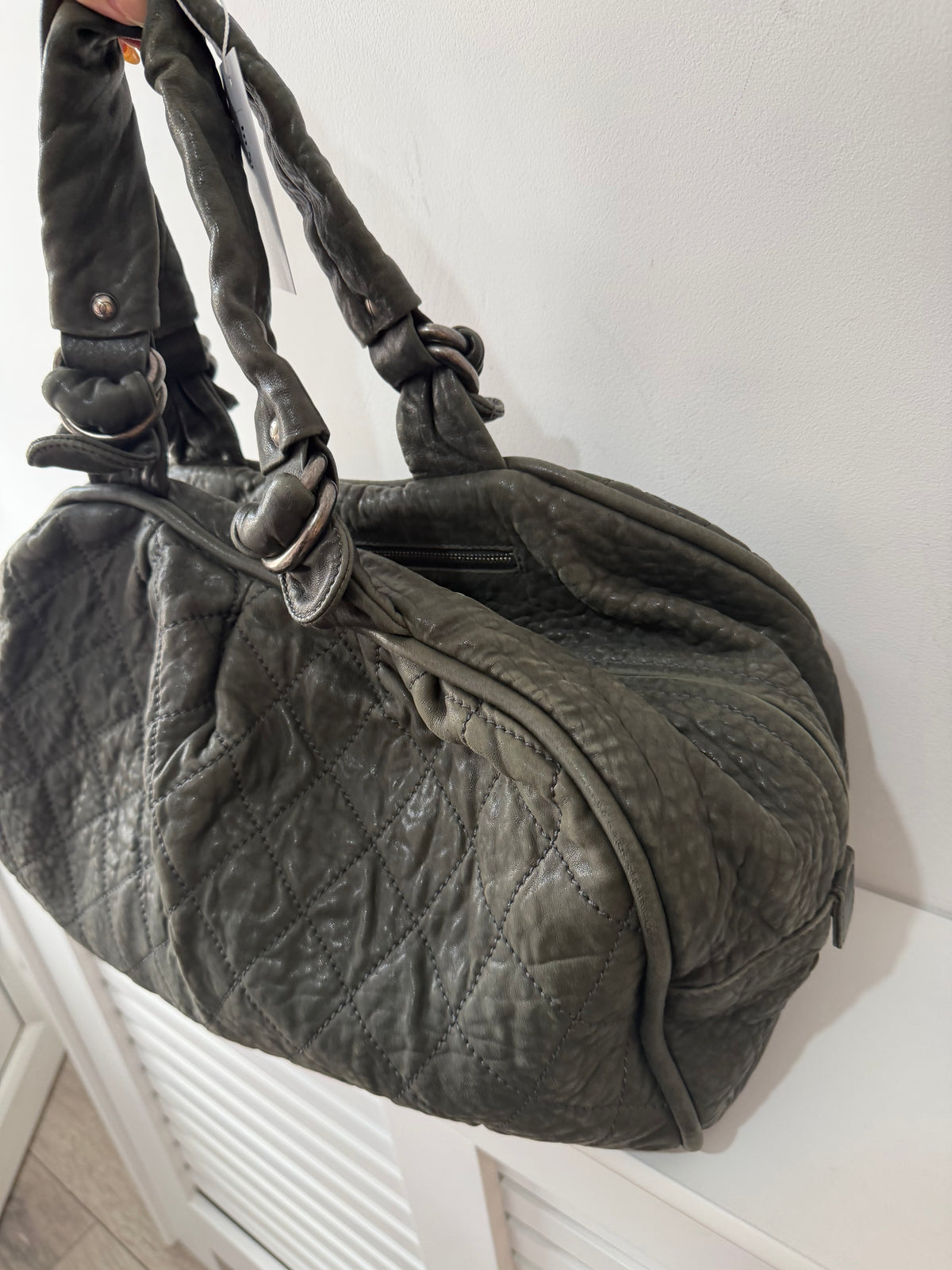 Preloved Chanel Bowler Bag 44cmXD23XH28 Green 2008 Silver Hardware