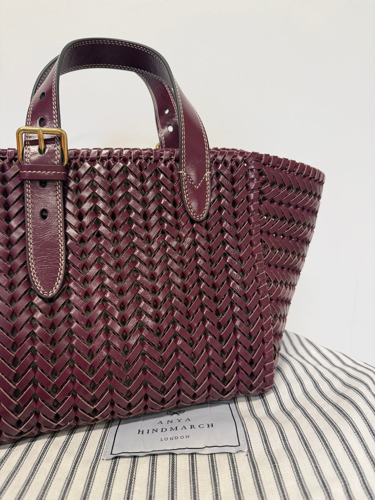 BNWT Anya Hindmarch Woven Handbag Plum Purple