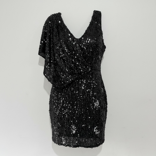 Pre-owned black with stars Zara Sequin dress, Size large