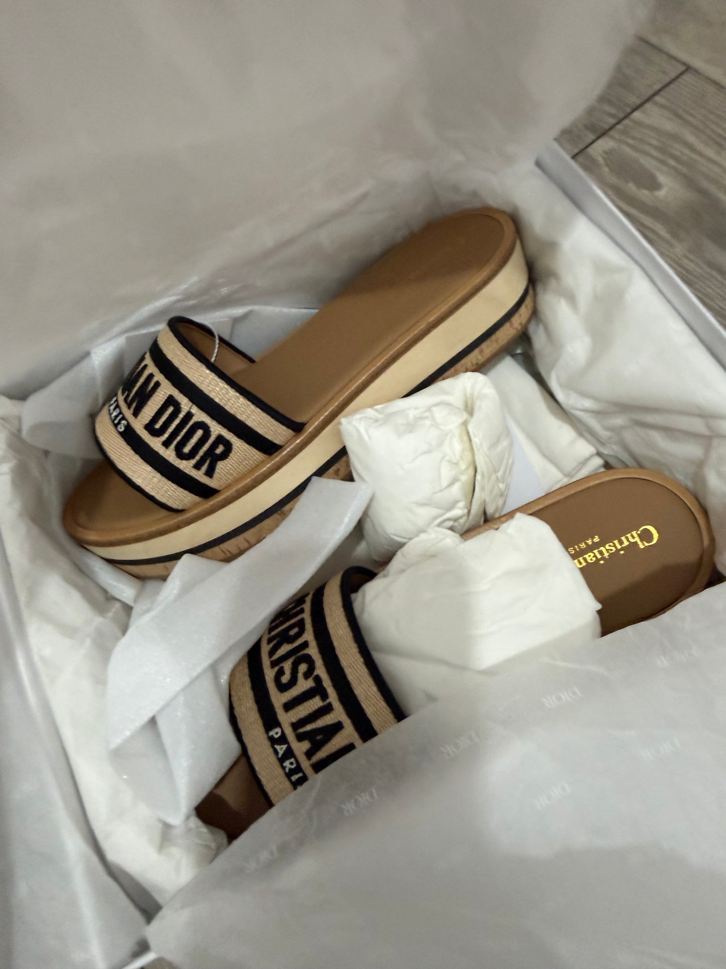 Pre-owned BRAND NEW Christian Dior Sandal Platform Slide, Size 38 - UK 5, 900 Noir