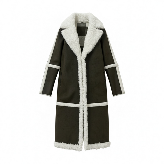 Pre-owned reversible cream and gree Beaumont Long jacket, Size 10