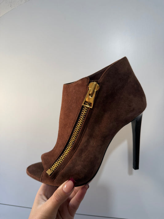 Brown Tom Ford Heeled Suede Boots, Size 4.5