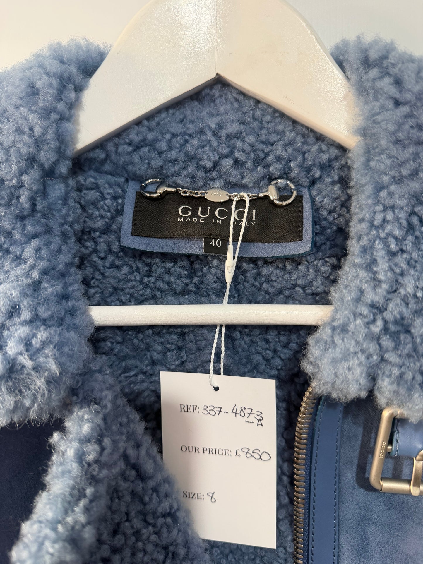 Blue Gucci Sherpa Jacket, Size 40 - UK 8