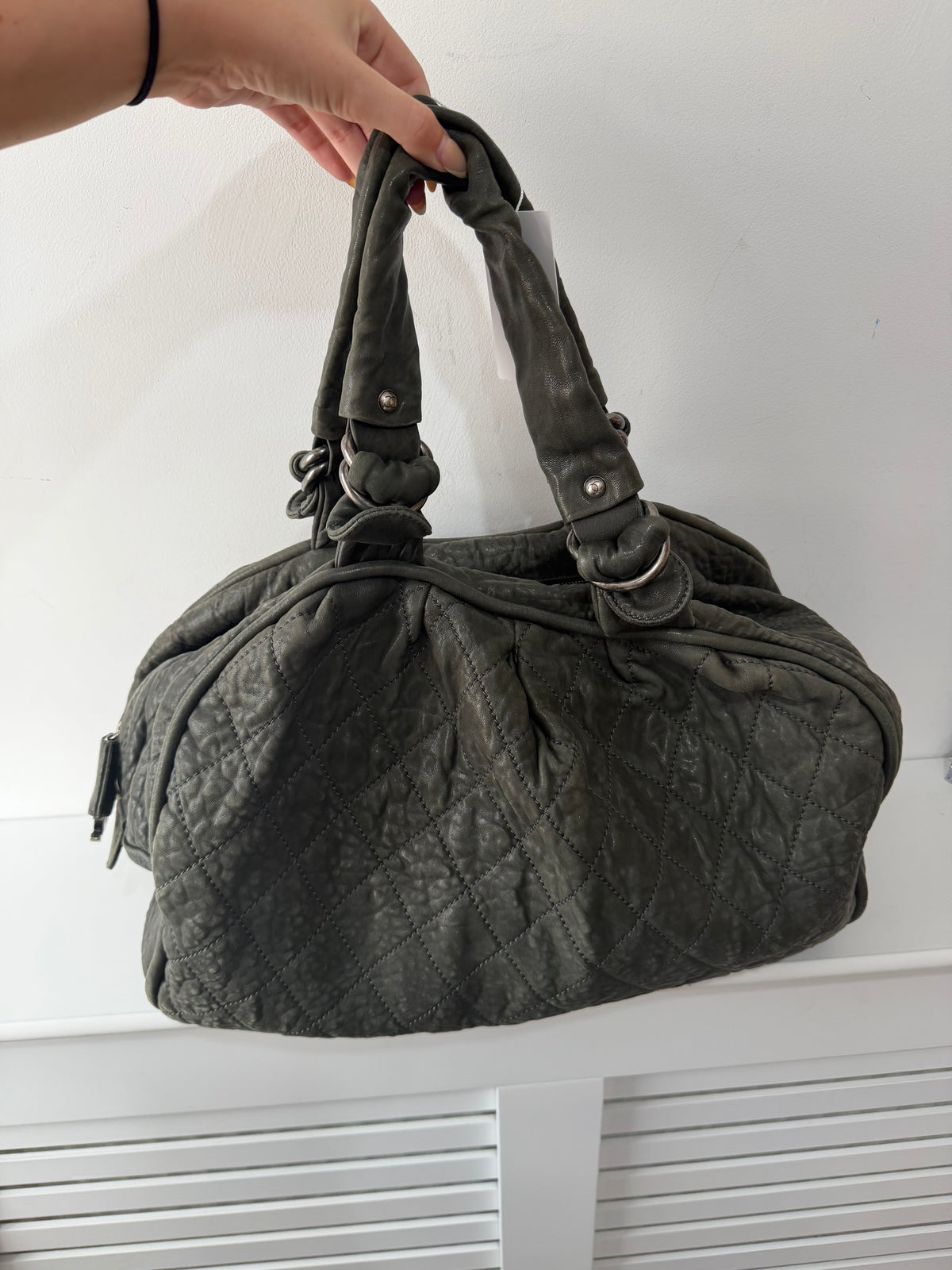 Preloved Chanel Bowler Bag 44cmXD23XH28 Green 2008 Silver Hardware