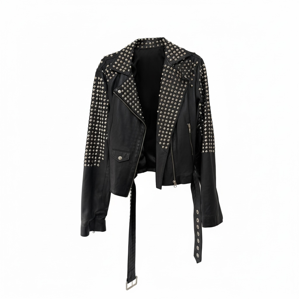 Pre-owned, Leather Studded Hebz Leather Jacket, Size S