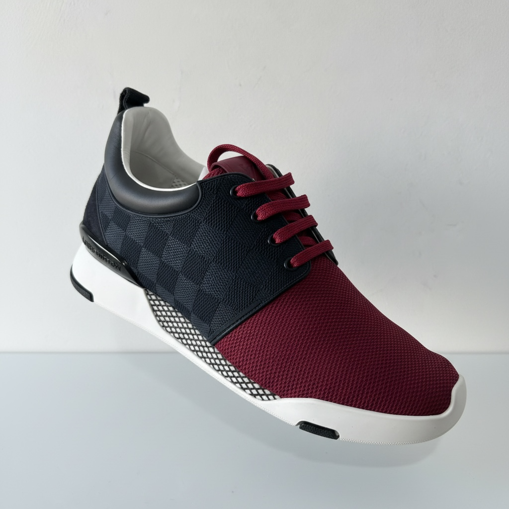 Pre-owned, NEW, Navy and Burgundy Louis Vuitton Sneakers Trainers, Size 6