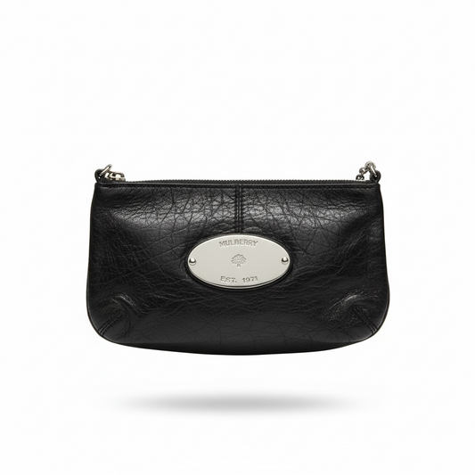 Black Patent Mulberry Shoulder Bag, Charlie Pochette with Chain
