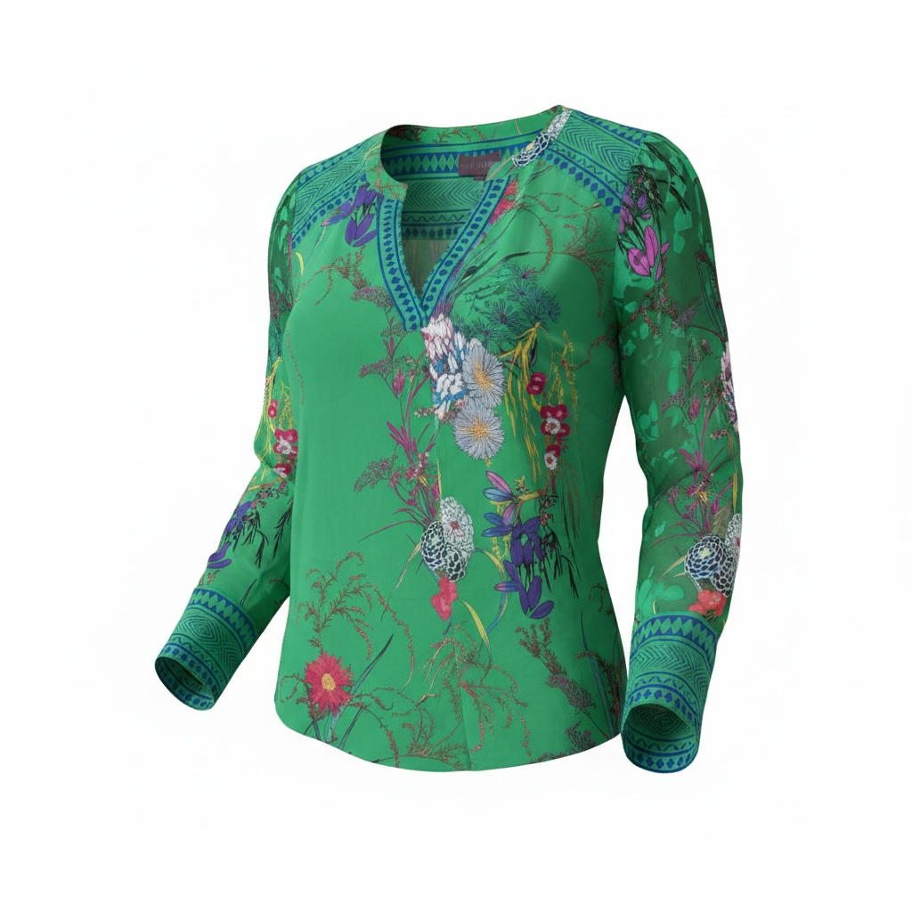 Pre-loved Patterned Green Hale Bob Blouse, L