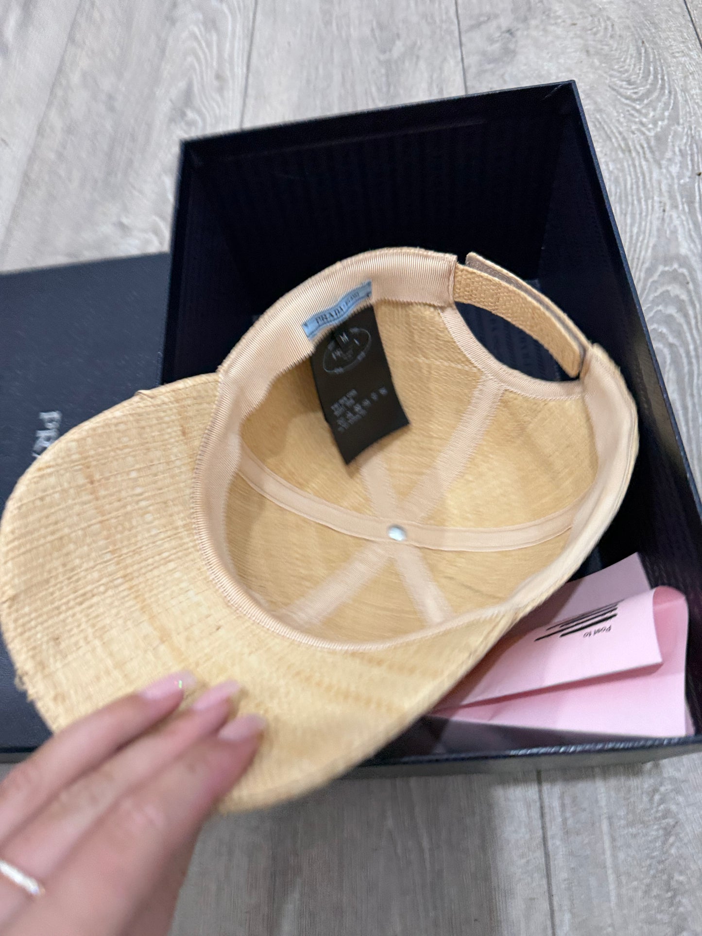 Logo-Plaque Prada Raffia Cap, Size M