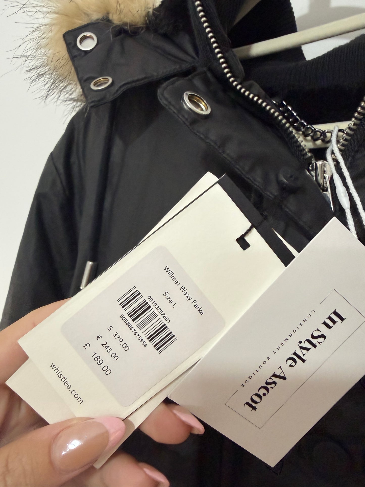 Preloved Whistles Coat Size L Black BNWT