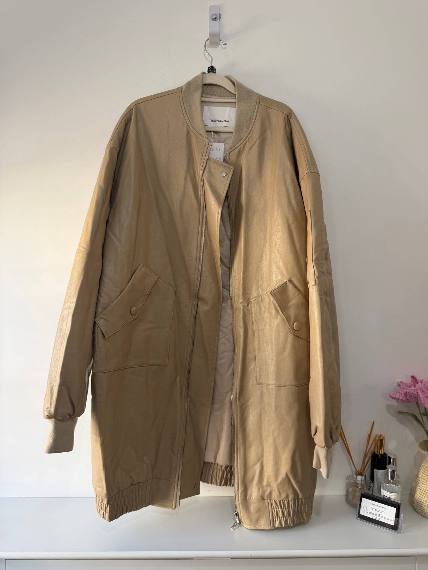 Pre-loved beige The Frankie shop Baggy bomber jacket, Size xs
