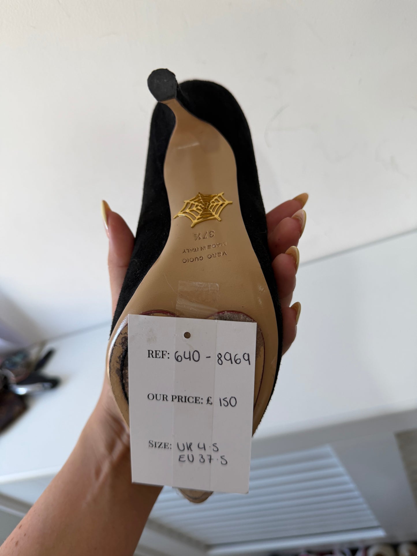 Preloved, Black Suede  Charlotte Olympia Heels, Size 37.5 - UK 4.5