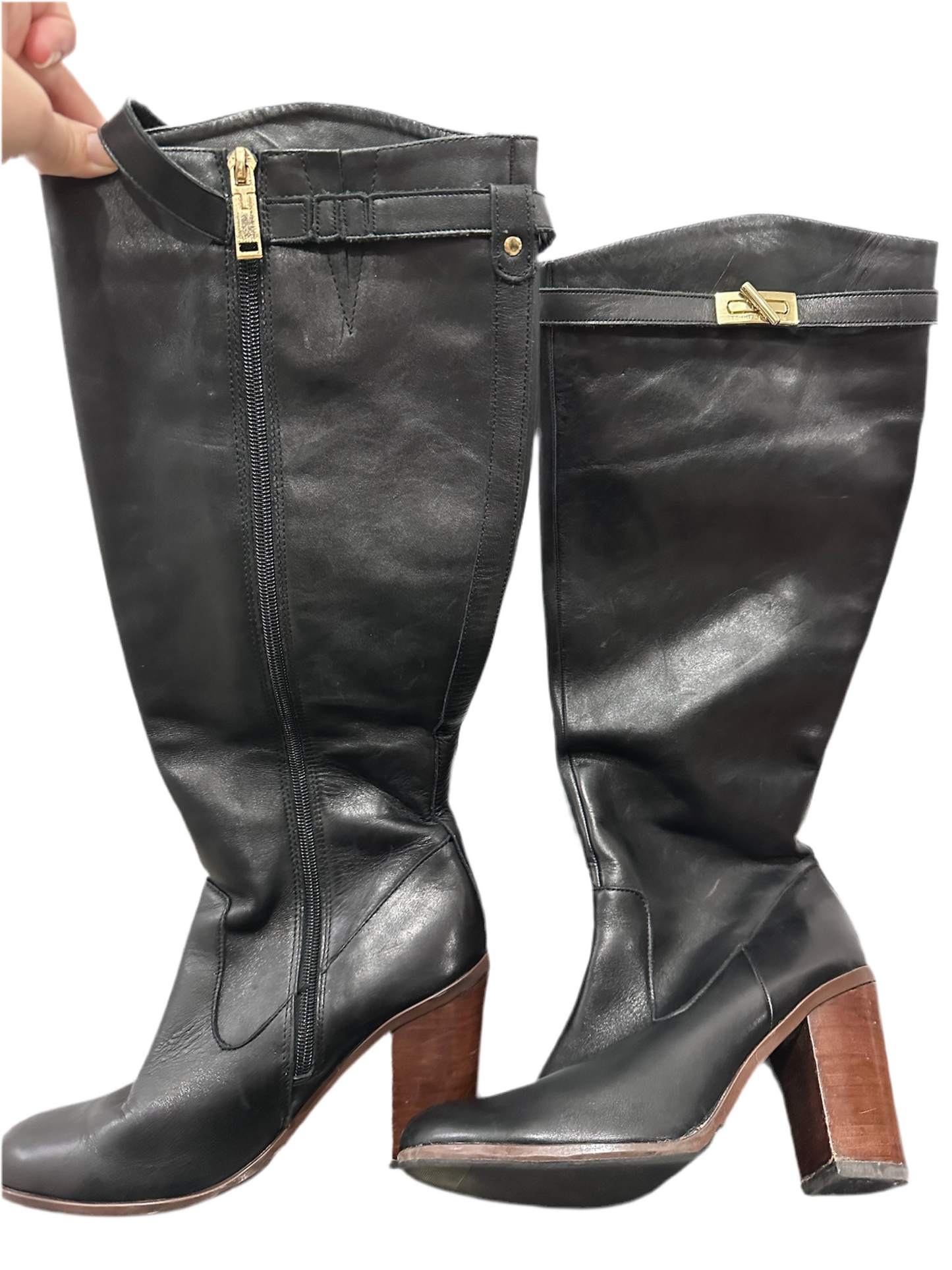 Black Tommy Hilfiger Knee High Boots, 7