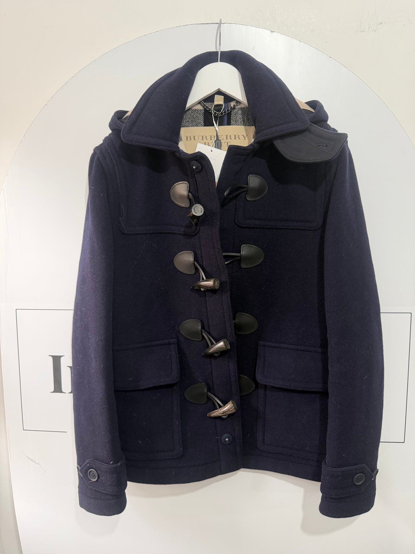 Navy Burberry wool trench, Small
