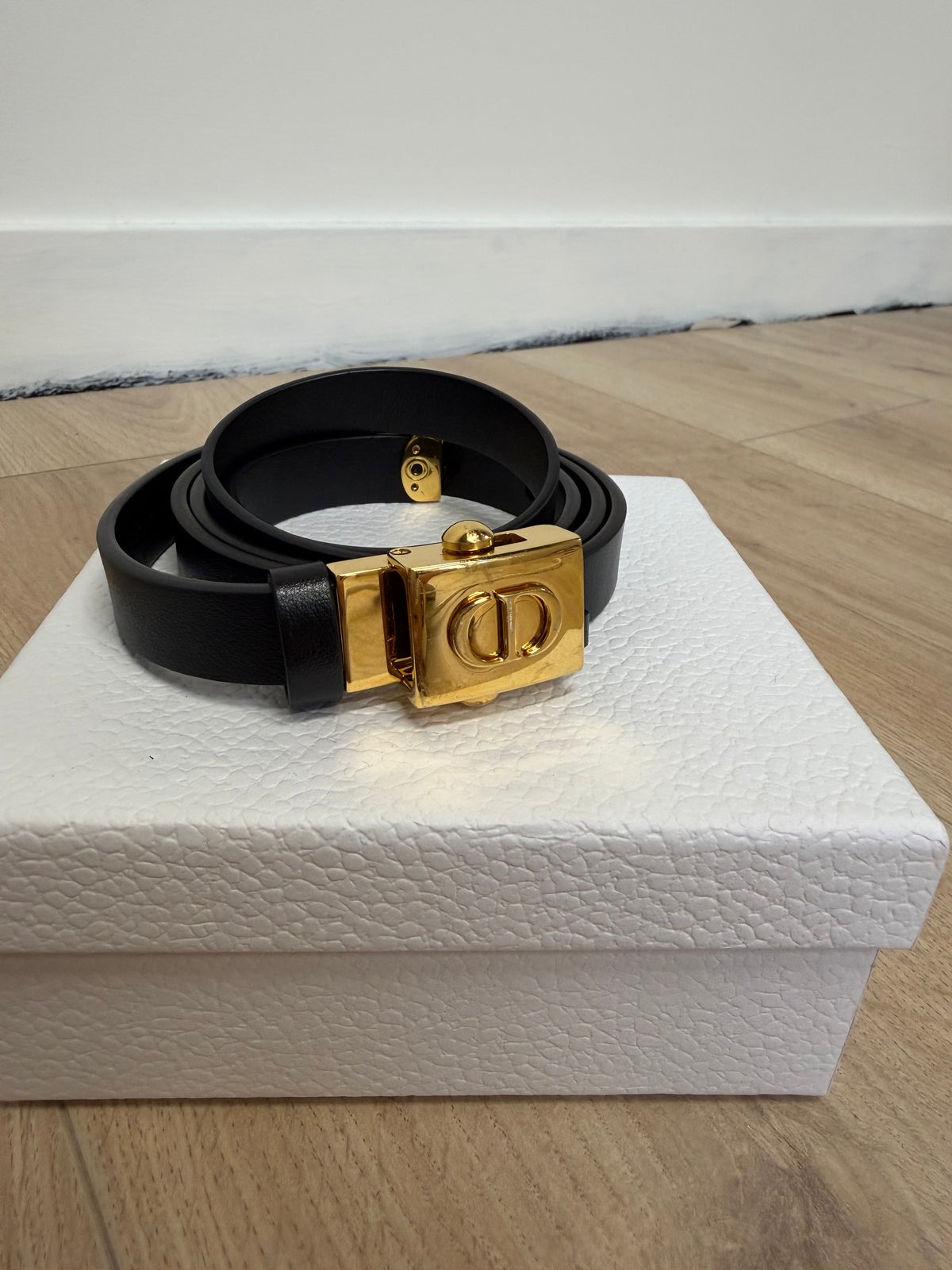 Preloved Christian Dior Belt 75cm Black with Gold hardware